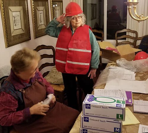 Linda, Sheila,Trista at a preparedness Committee meeting